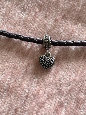 Pandora Sterling Silver Dangle Heart Pave Black CZ Bead Charm